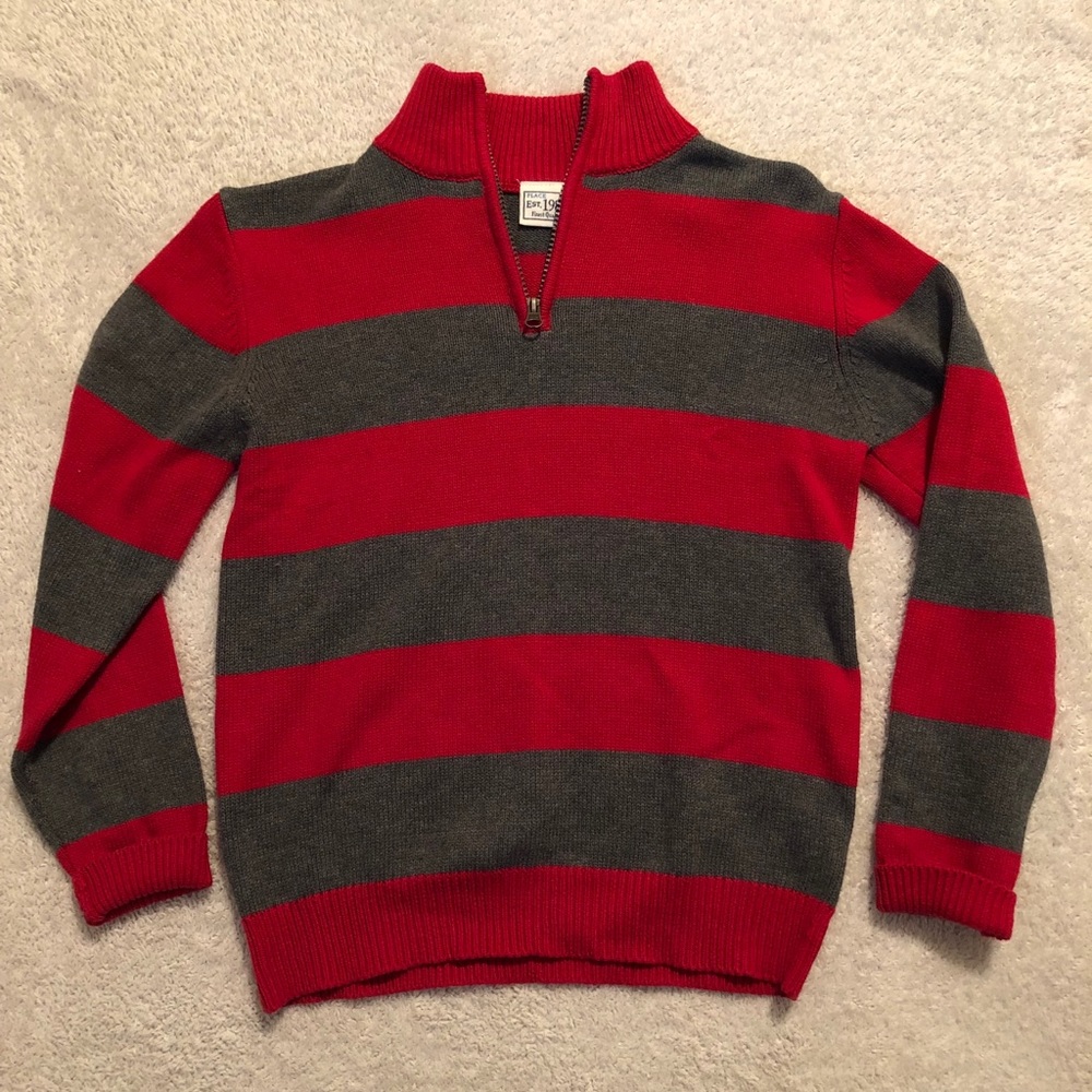 Boys Children’s Place red and gray striped sweater